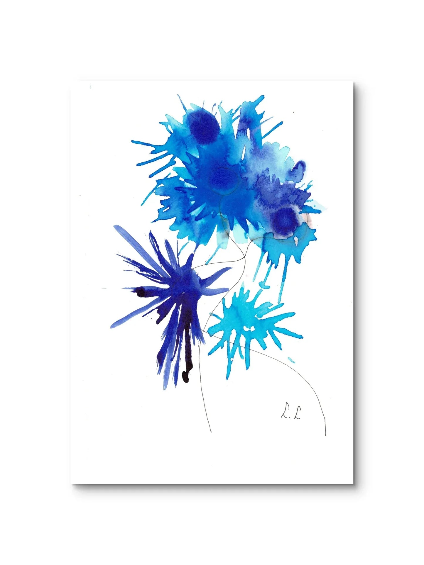 Bleuets électriques - Aquarelle Abstraite | Laure Leprince - Laure Leprince - Artiste Peintre