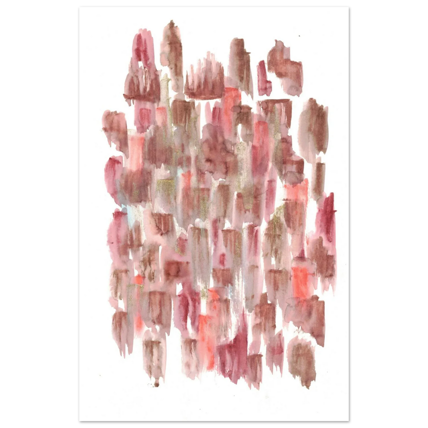Abstract Watercolor Brushstrokes Matte Poster - Earthy Hues & Gold Flecks - Laure Leprince - Artiste Peintre