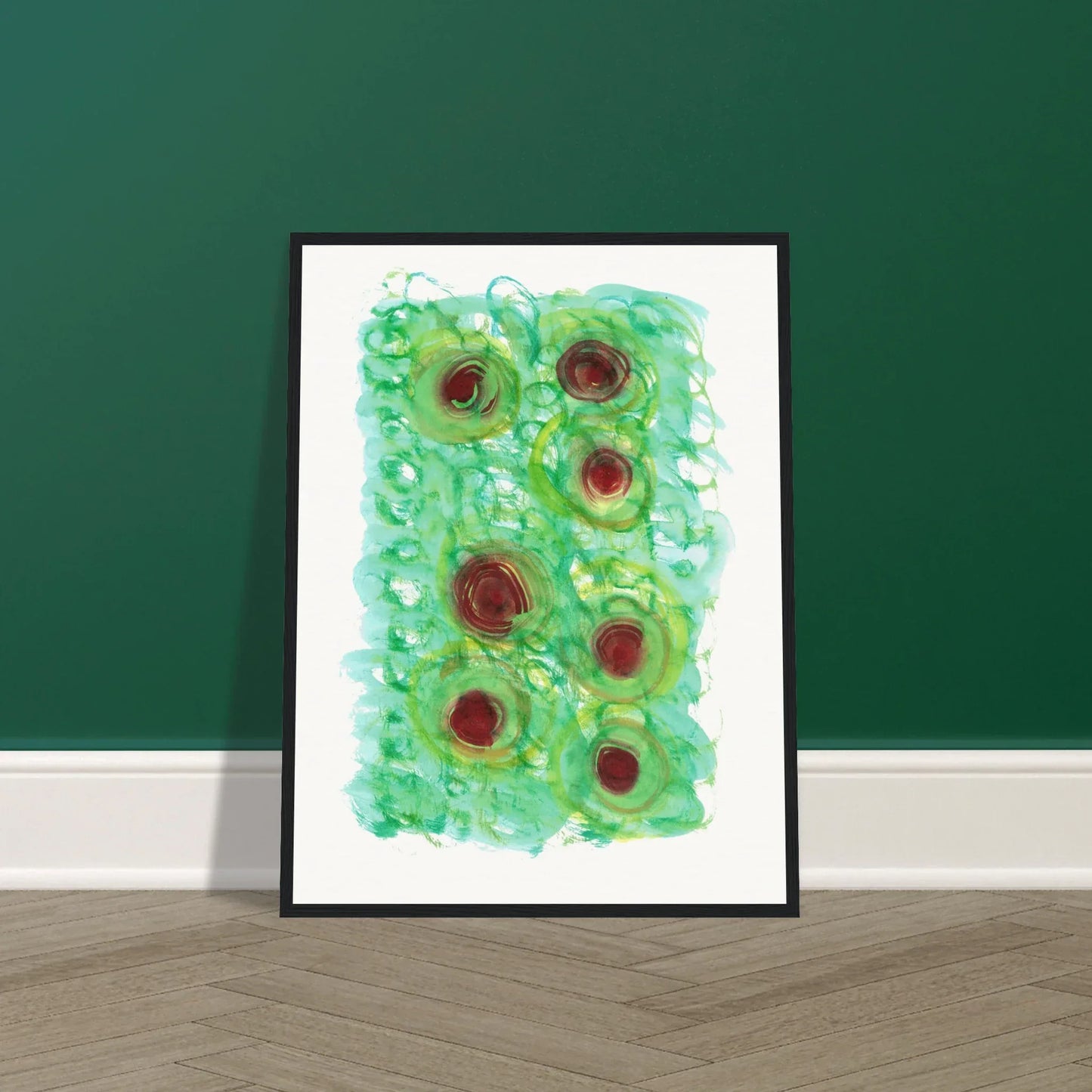 Affiche Encadrée Museum-Quality Matte Paper Wooden Framed Green Echo - Laure Leprince - Artiste Peintre