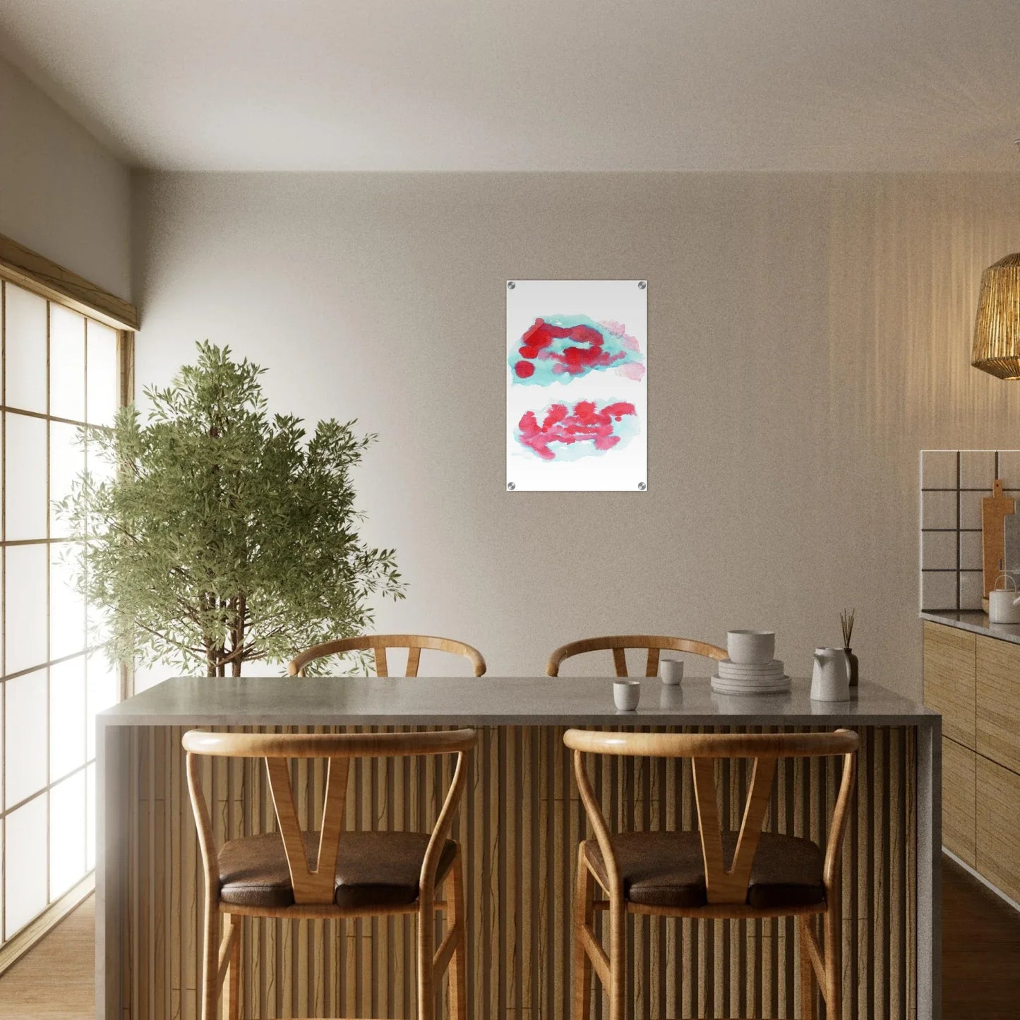 Impression sur acrylique brillante Brumes Carmin | Art contemporain par Laure Leprince - Laure Leprince - Artiste Peintre