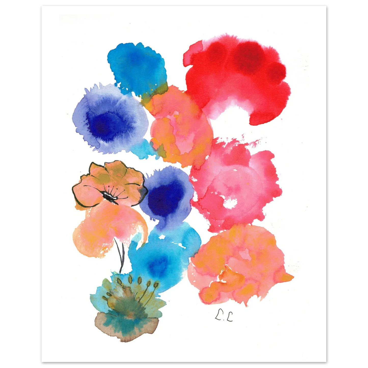 Affiche Premium Papier Mat – Floraison Pop Par l'Artiste Laure Leprince - Laure Leprince - Artiste Peintre