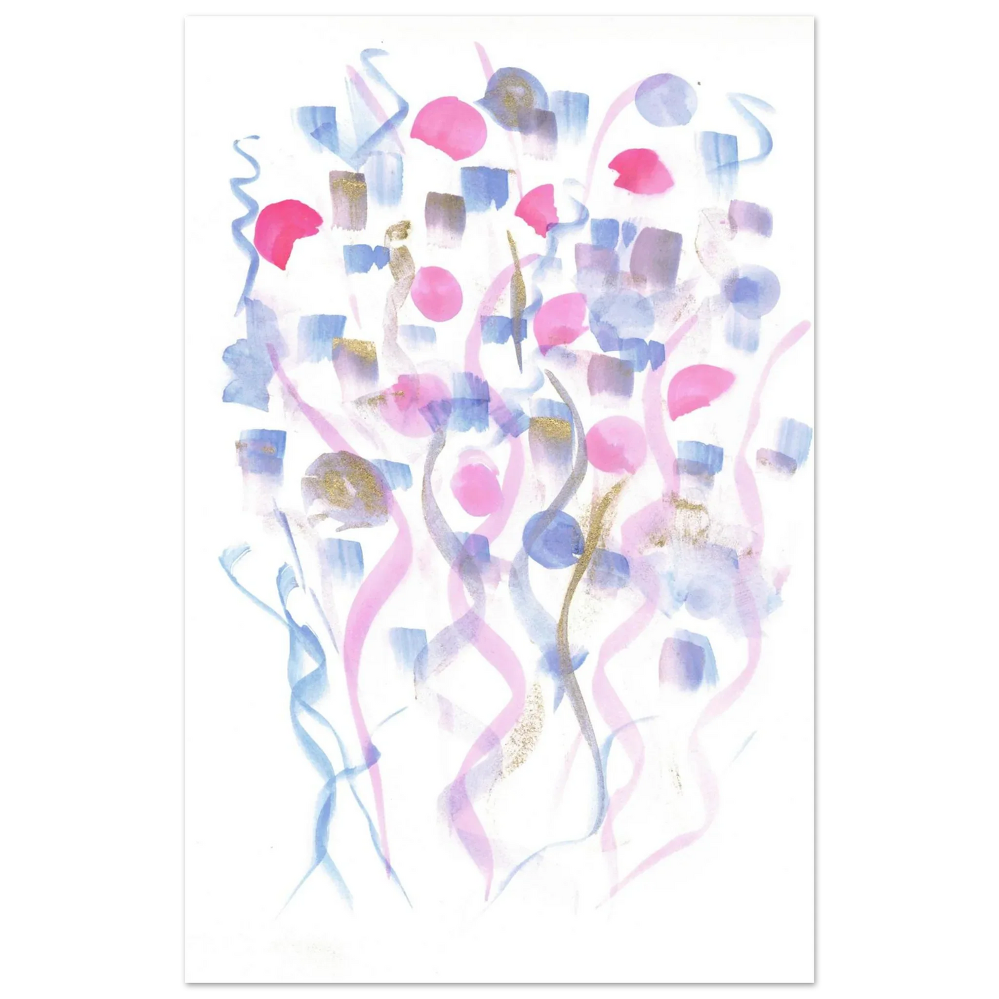 Abstract Watercolor Dreamscape Poster - Pastel Hues & Gold Flecks RDJ3-1 - Laure Leprince - Artiste Peintre
