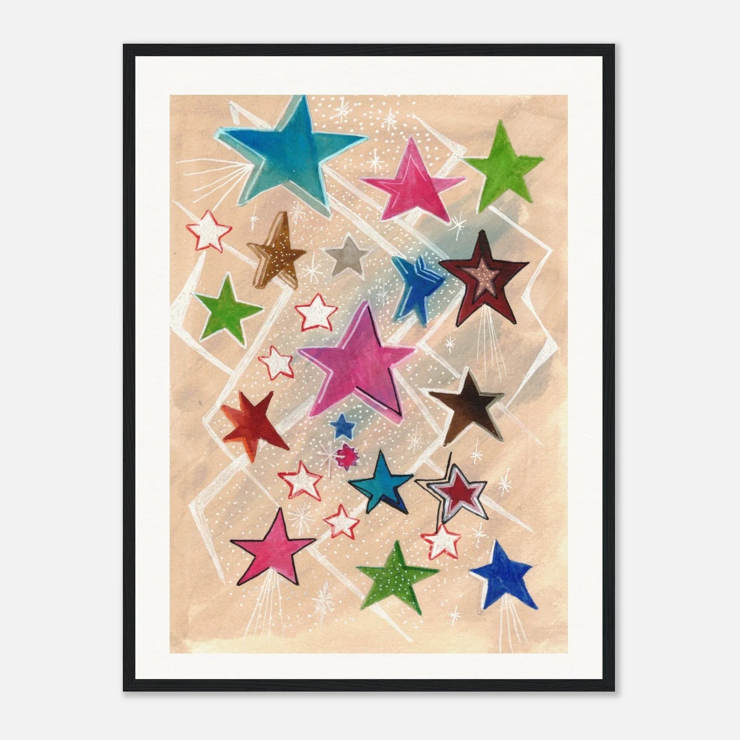 Museum-Quality Matte Paper Wooden Framed Poster Etoiles - Laure Leprince - Artiste Peintre