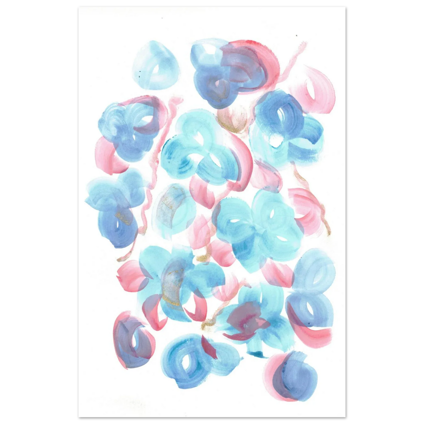 Abstract Floral Blush & Teal: Dreamy Watercolor Art Print on Premium Matte Paper - Laure Leprince - Artiste Peintre