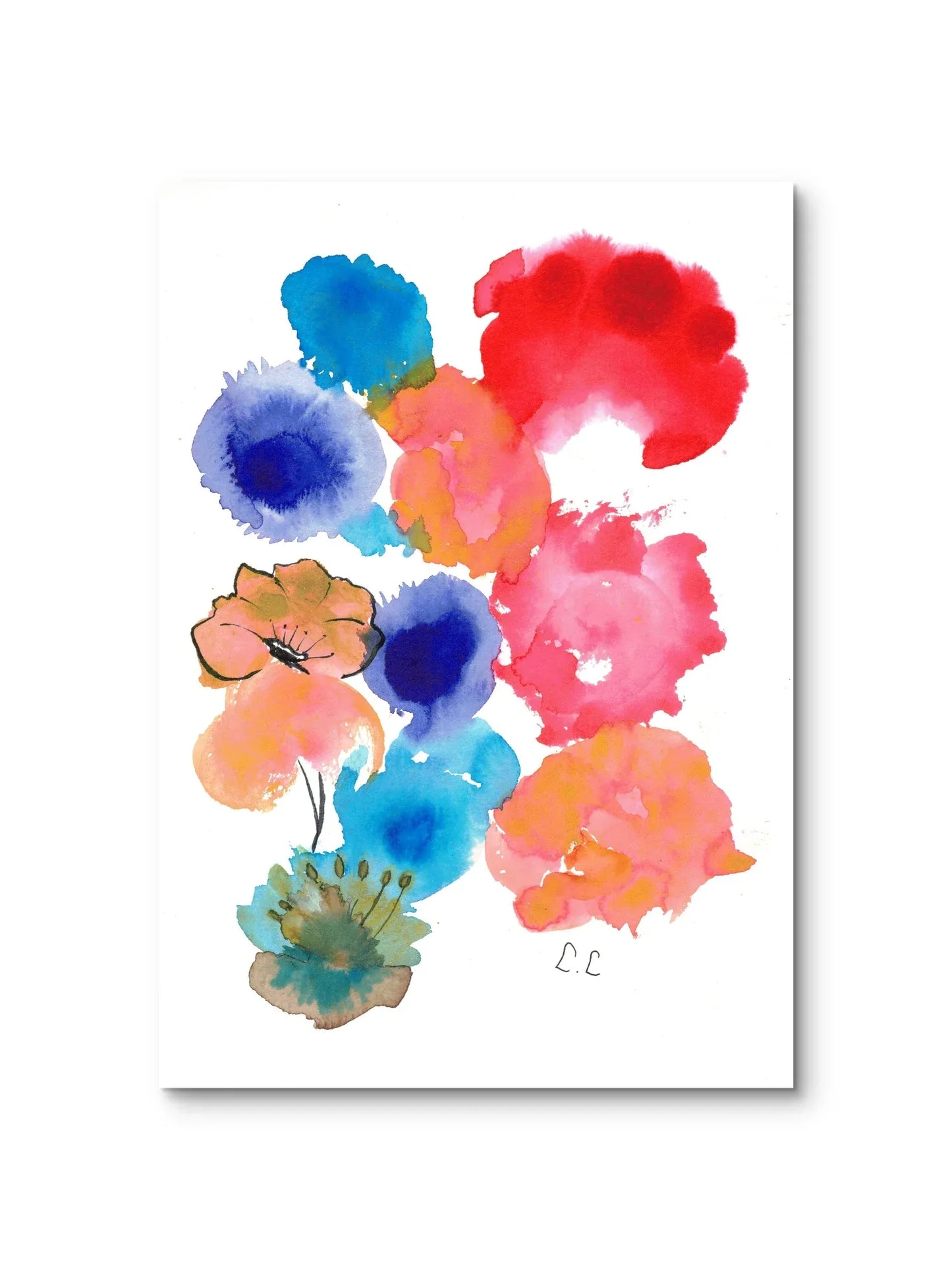 Floraison pop – aquarelle abstraite | Laure Leprince - Laure Leprince - Artiste Peintre