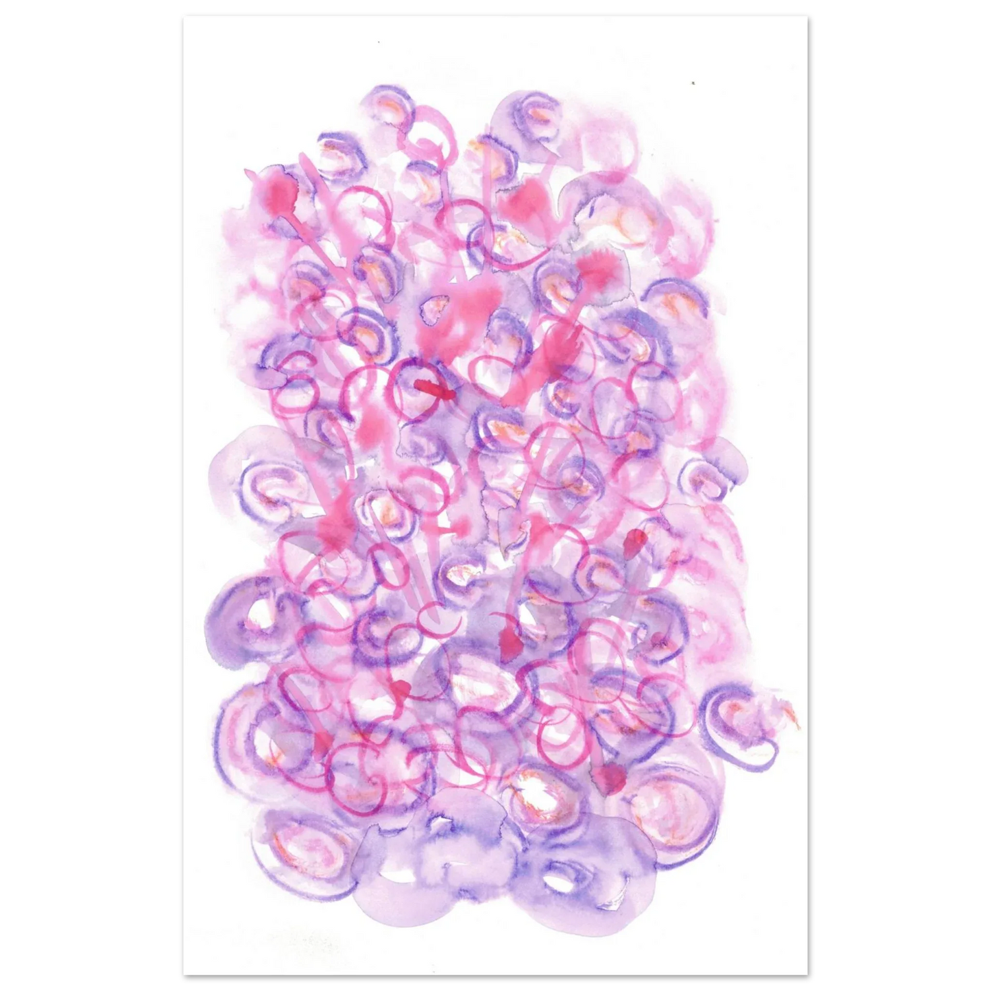 Abstract Swirls Watercolour Poster in Pink & Purple - Premium Matte Paper Art Print RDJ3-1 - Laure Leprince - Artiste Peintre