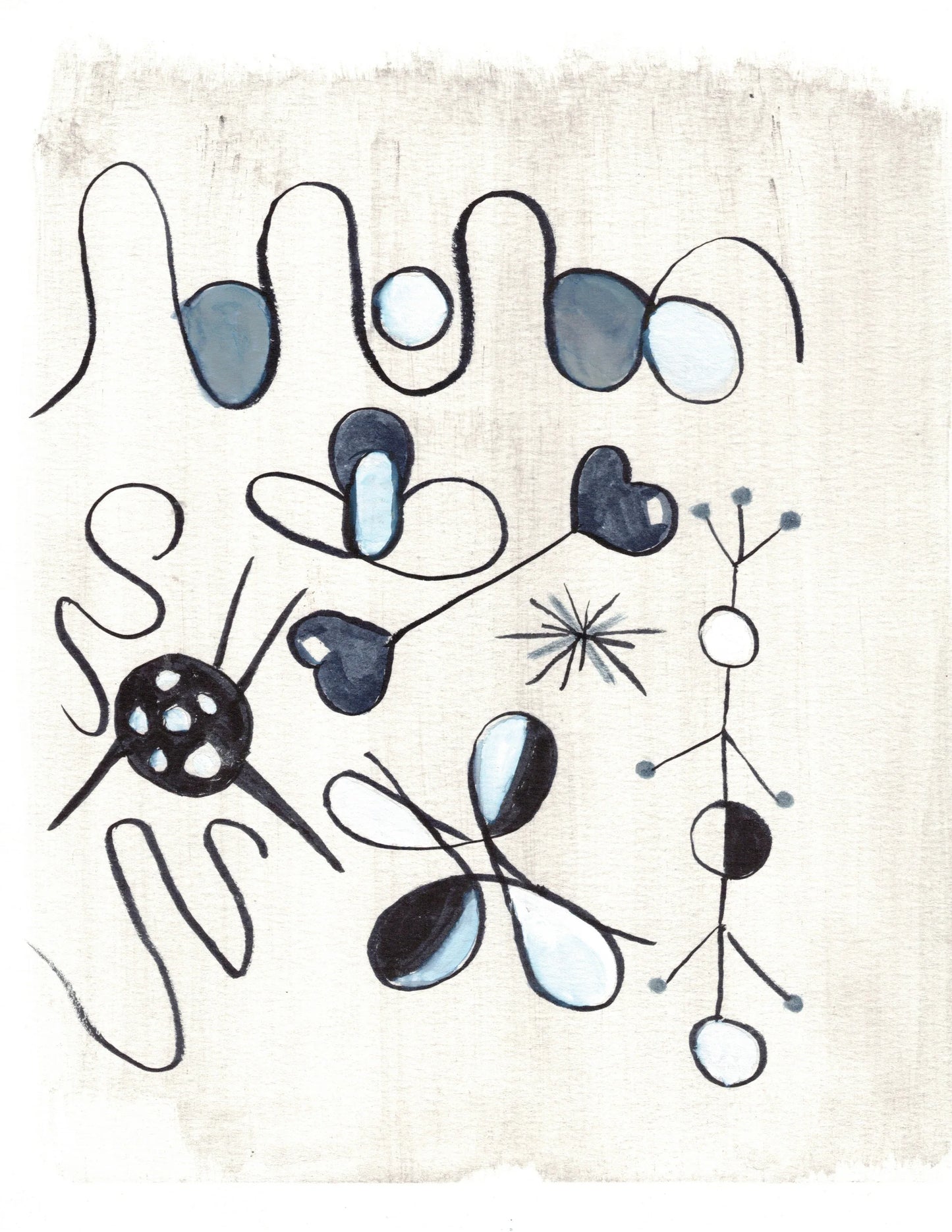 Aquarelle originale numérique à télécharger - Les Astres - Laure Leprince - Artiste Peintre