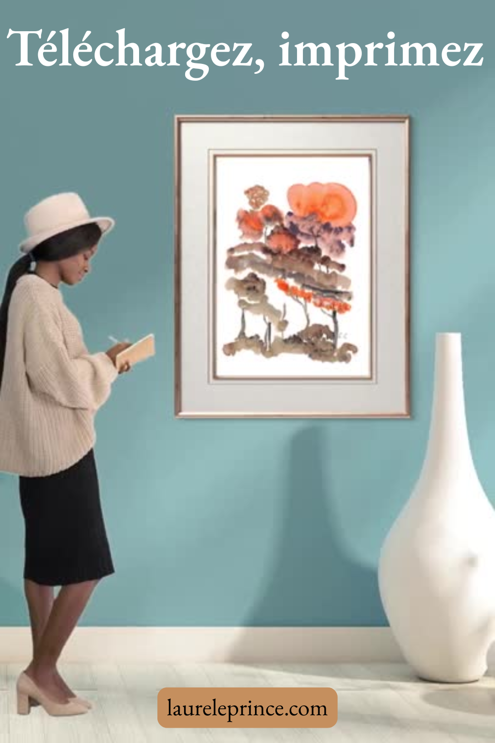 Poster Canopée rousse – aquarelle abstraite Marrons| Laure Leprince