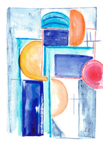 Architecture solaire â aquarelle abstraite Bleus et Jaunes| Laure Leprince