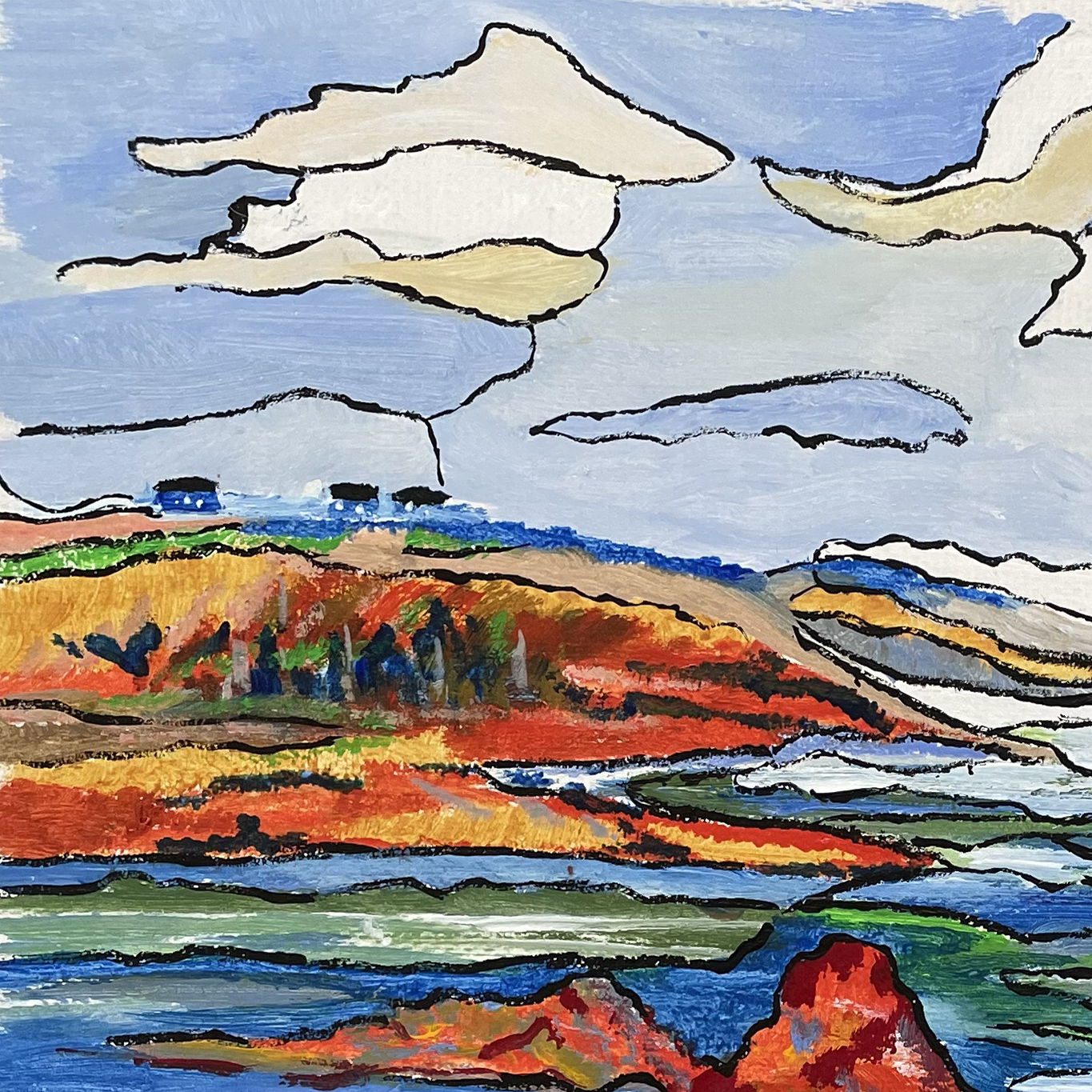 Bord de mer - Coastal Landscape Acrylic Painting - Mediterranean Seascape by Laure Leprince