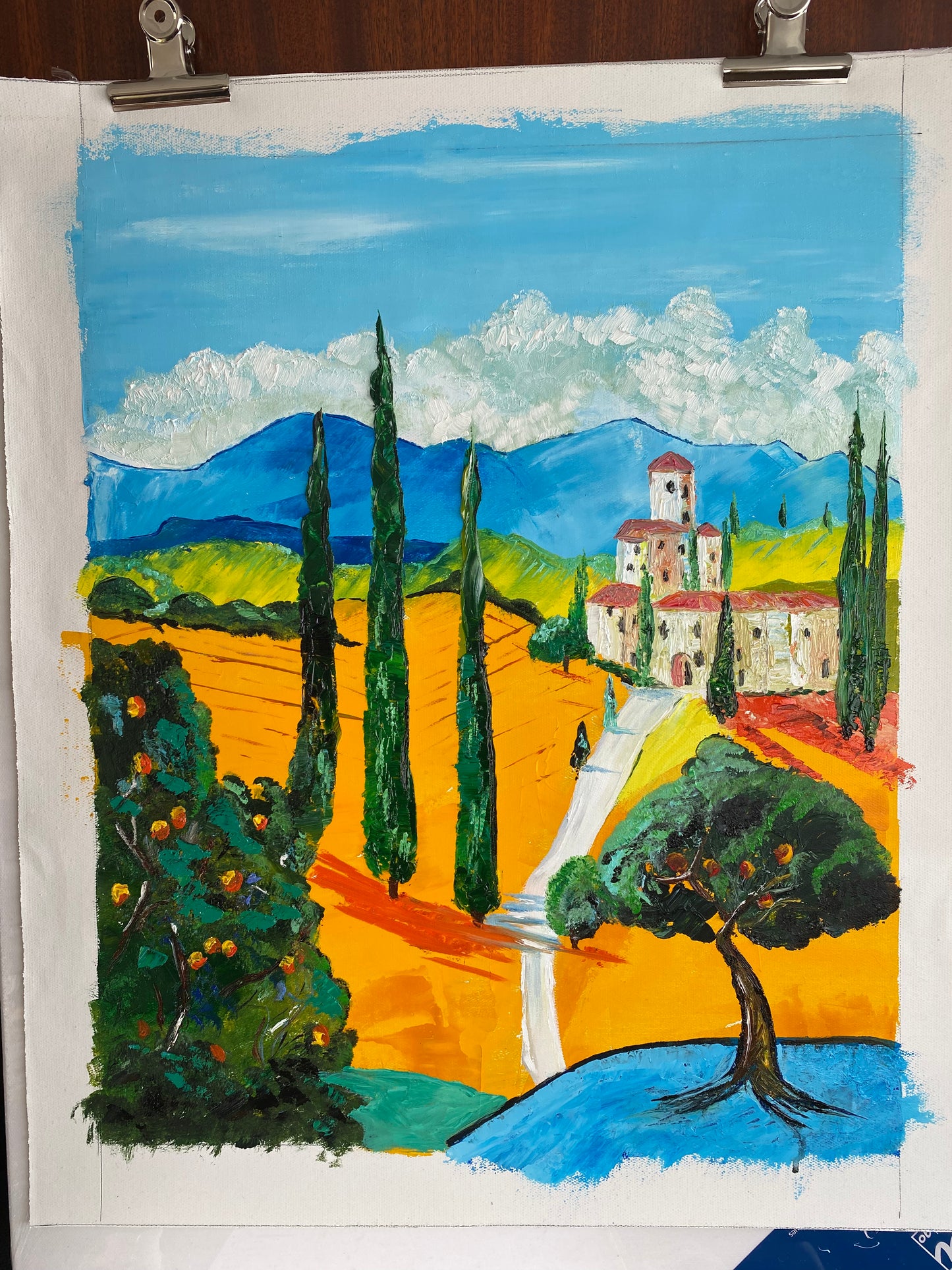 Peinture au Couteau œuvre Originale Numérique Orangers