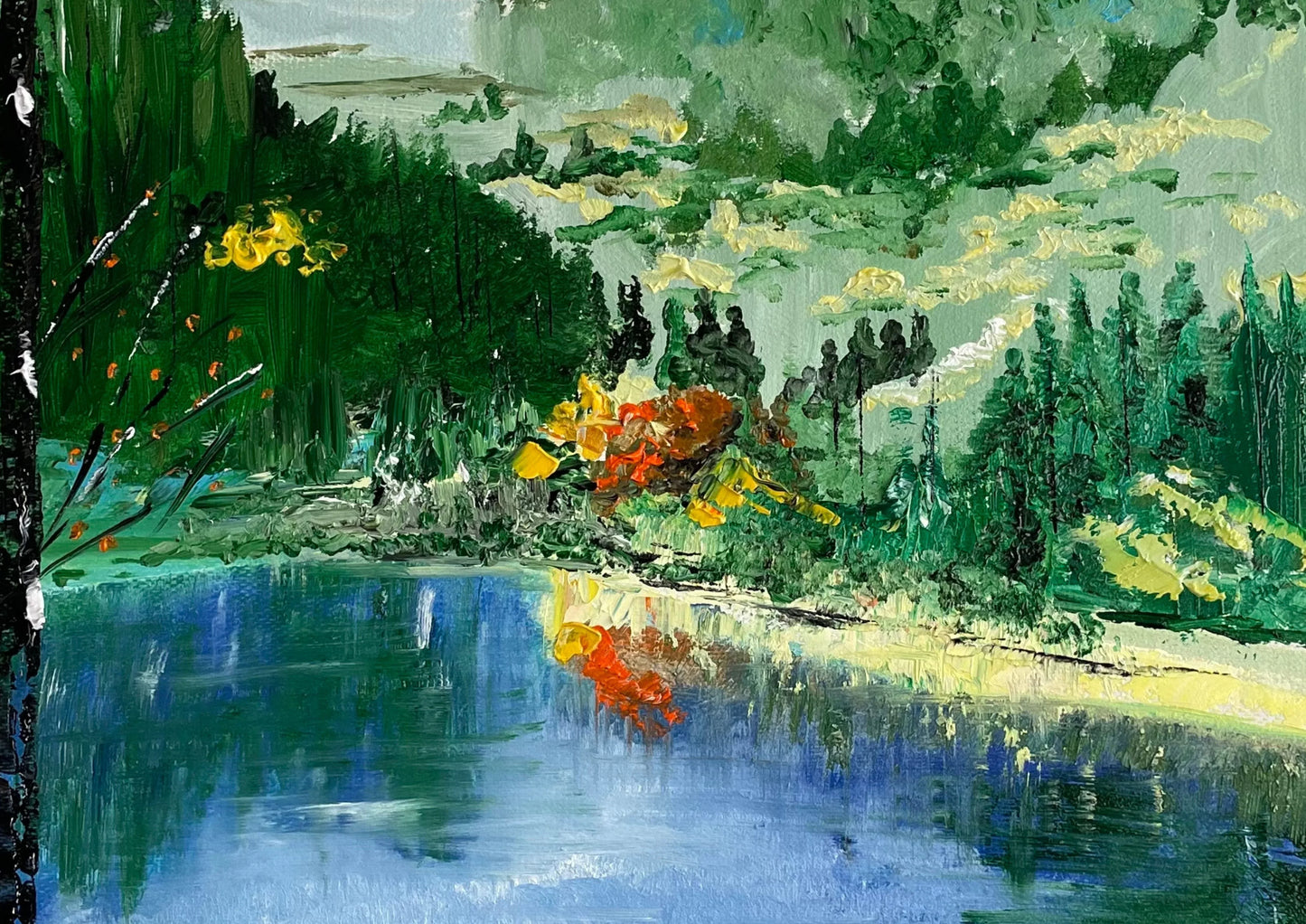 Peinture au Couteau œuvre Originale Numérique Lac des Vosges - Laure Leprince - Artiste Peintre