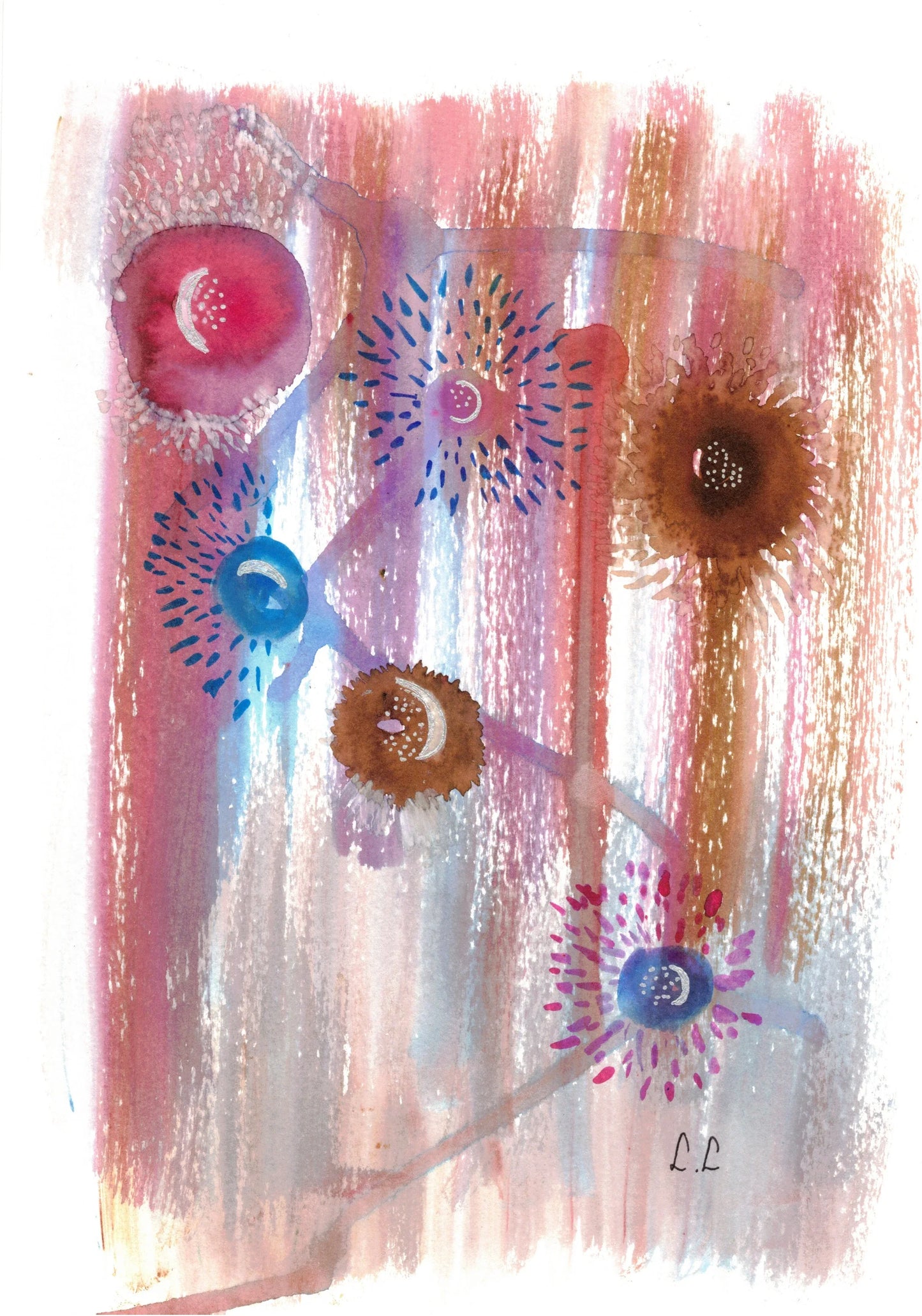 Lunes de pollen – aquarelle abstraite | Laure Leprince - Laure Leprince - Artiste Peintre