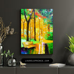 Le Banc - Autumn Landscape Oil Painting - French Impressionist Art by Laure Leprince