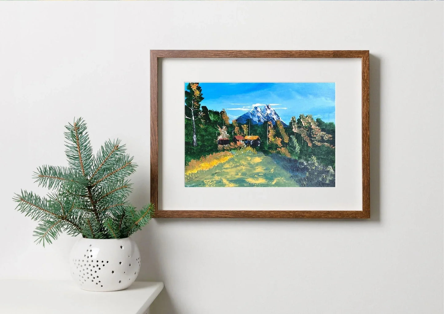 Hameau de Montagne - Peinture acrylique - Paysage de Montagne par Laure Leprince - Laure Leprince - Artiste Peintre