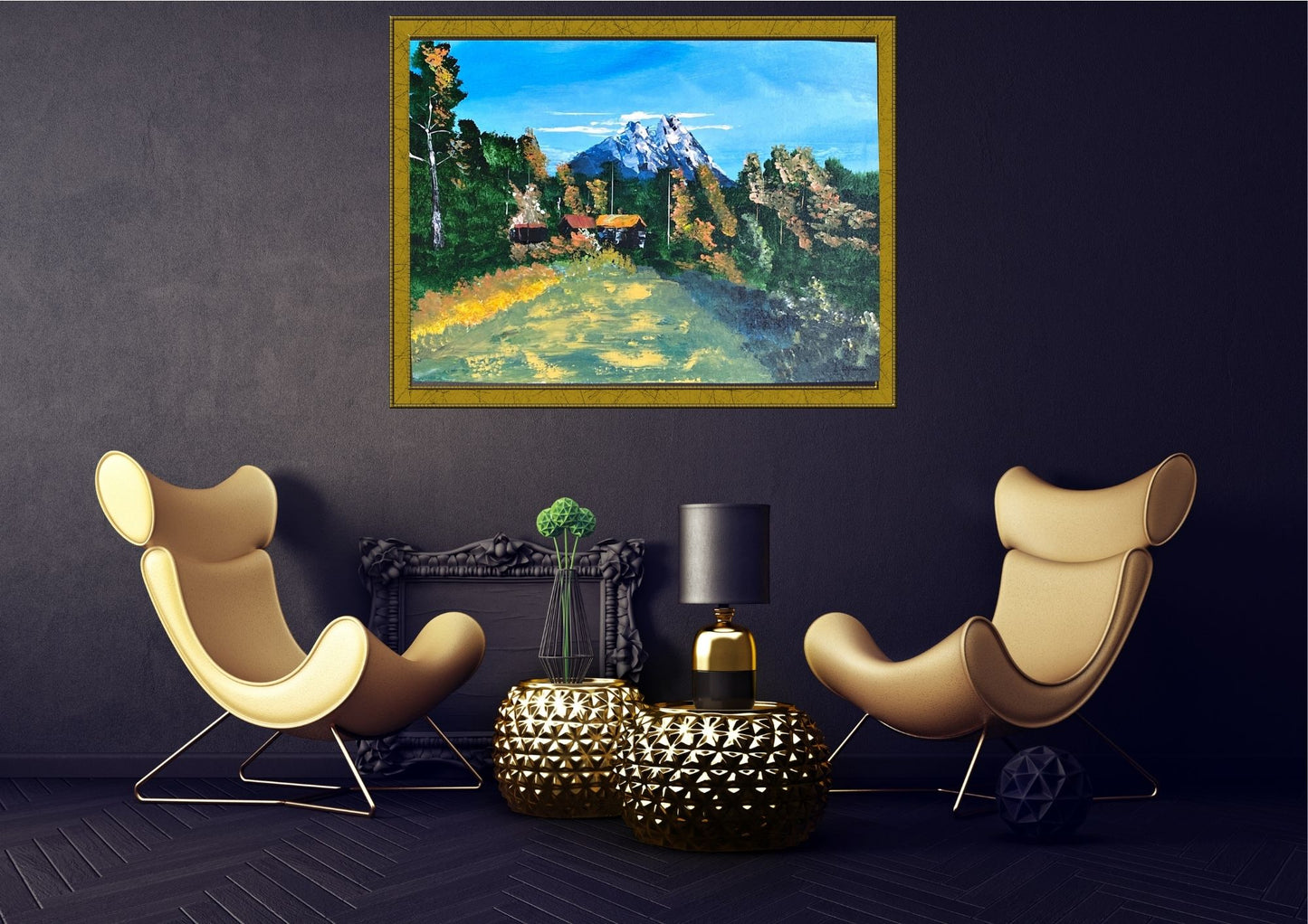 Hameau de Montagne - Peinture acrylique - Paysage de Montagne par Laure Leprince