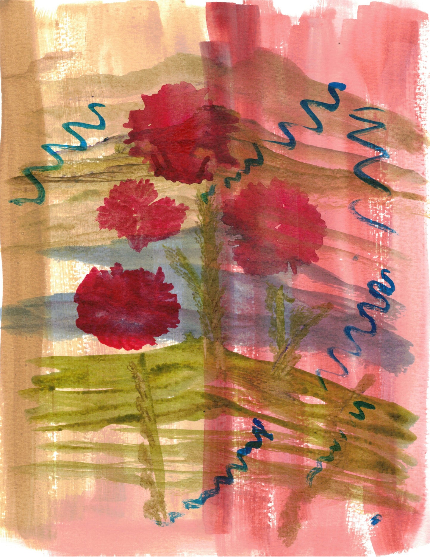 Aquarelle œuvre Originale en téléchargement | Coloriage inversé | Collection d'art thérapeutique 021