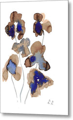 Abstract Blue and Brown Flowers - Metal Print