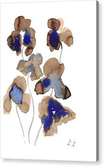Abstract Blue and Brown Flowers - Acrylic Print