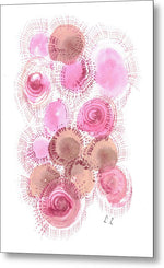 Abstract Pink and Brown Circles - Metal Print