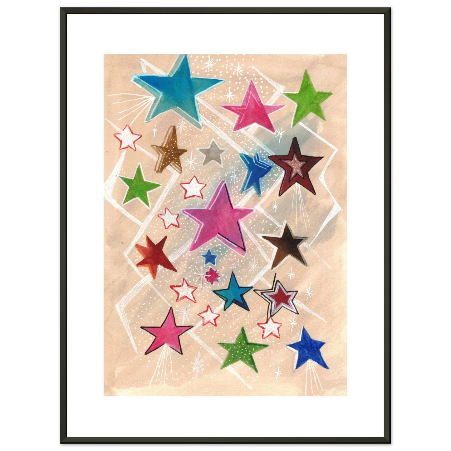 Classic Semi-Glossy Paper Metal Framed Poster Etoiles - Laure Leprince - Artiste Peintre