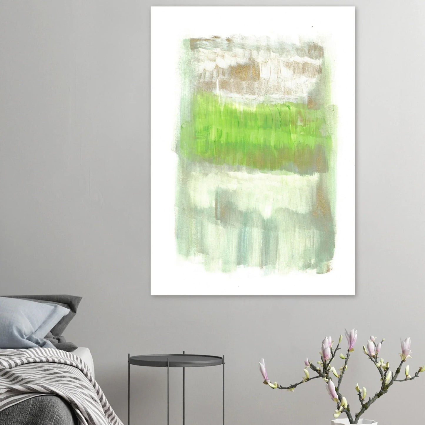 Abstract Spring Meadow with Gold Shimmer - Premium Matte Paper Poster RDJ3-1 - Laure Leprince - Artiste Peintre