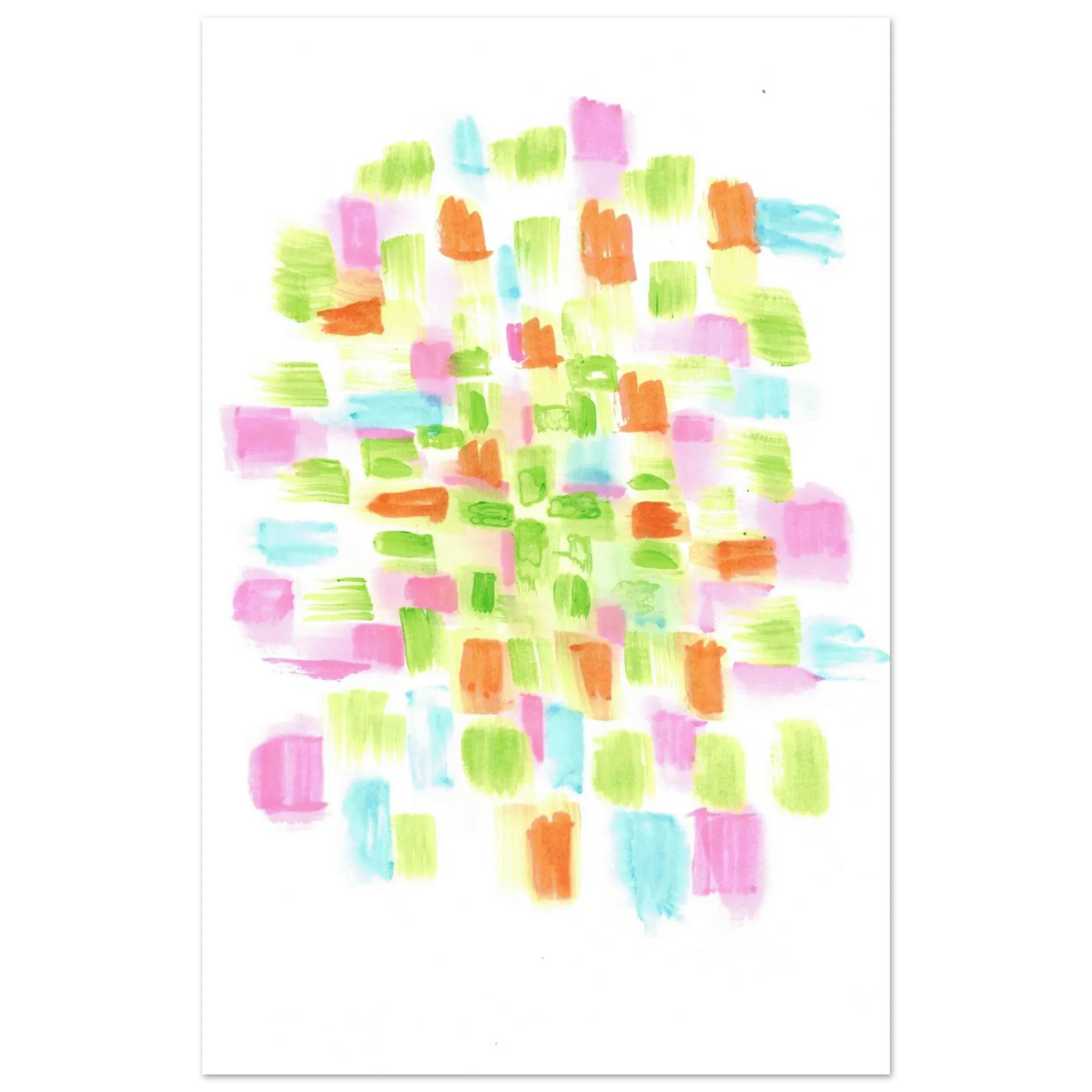 Abstract Watercolor Splash Art Print - Premium Matte Paper Poster with Vibrant Pink & Green Hues - Laure Leprince - Artiste Peintre