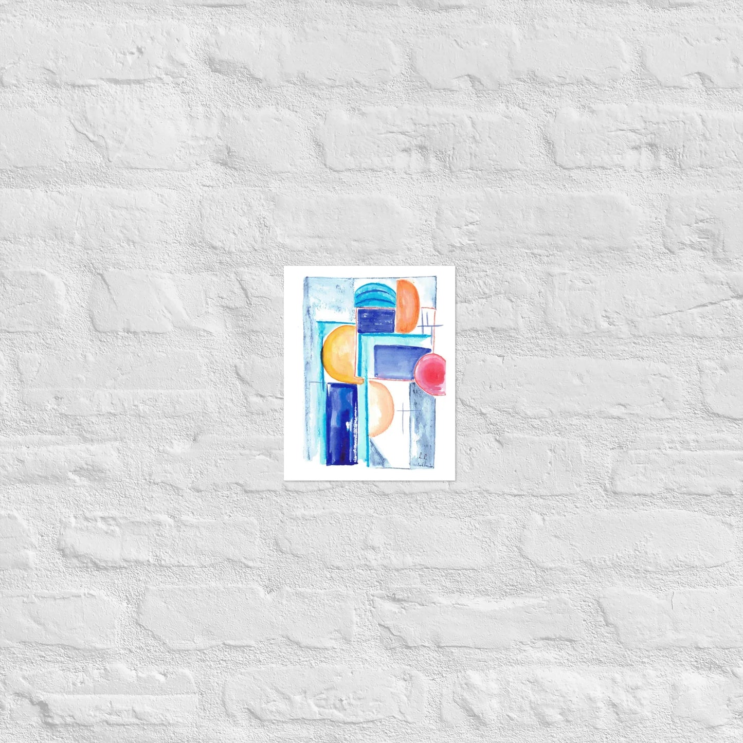 Poster Architecture solaire – aquarelle abstraite Bleus et Jaunes| Laure Leprince (Copie) - Laure Leprince - Artiste Peintre