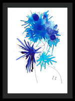 Vibrant Blue Floral Shapes - Framed Print