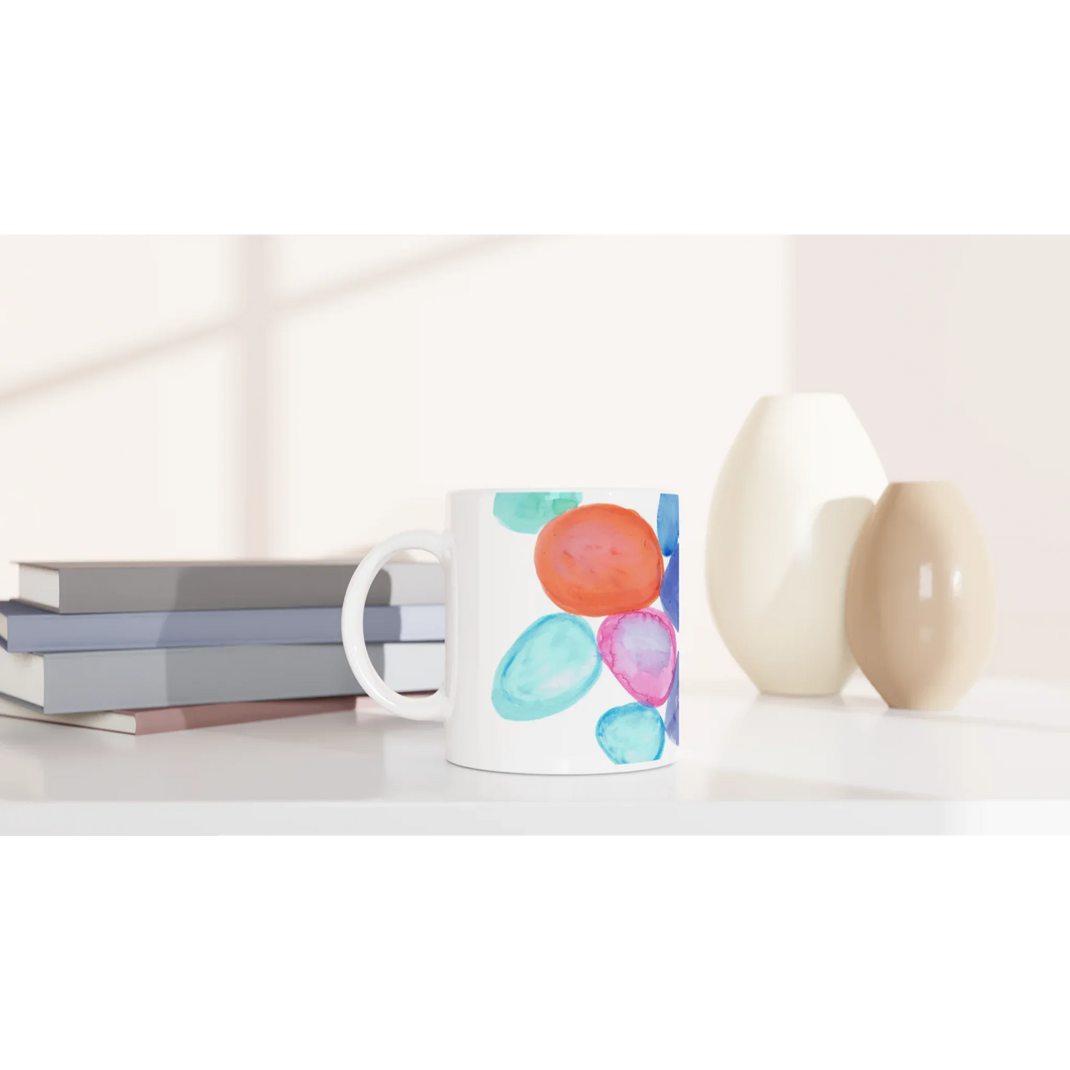Mug en céramique 325 ml à bord colore - Laure Leprince - Artiste Peintre