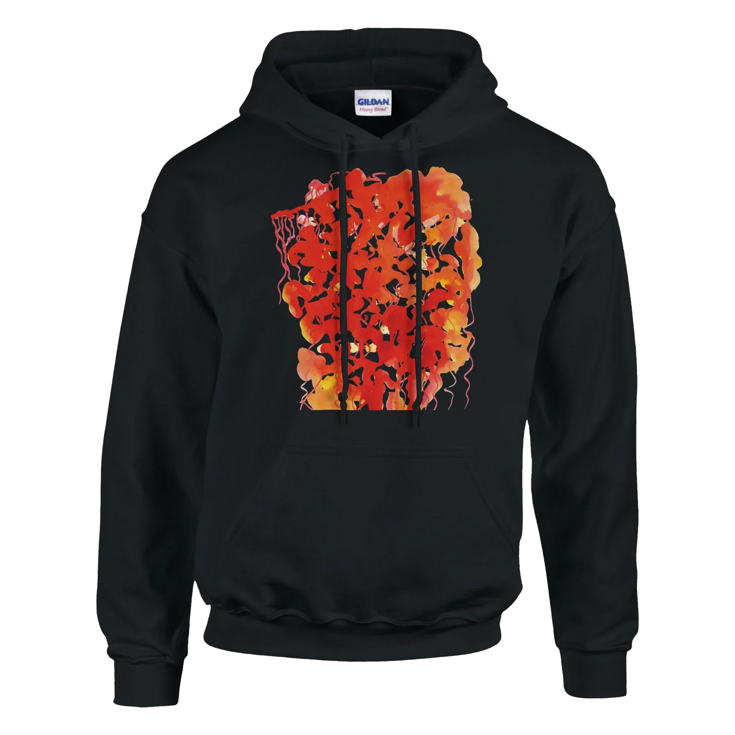 Sweat à capuche unisexe artistique Eclats Corail Gildan® 18500 White - Laure Leprince - Artiste Peintre