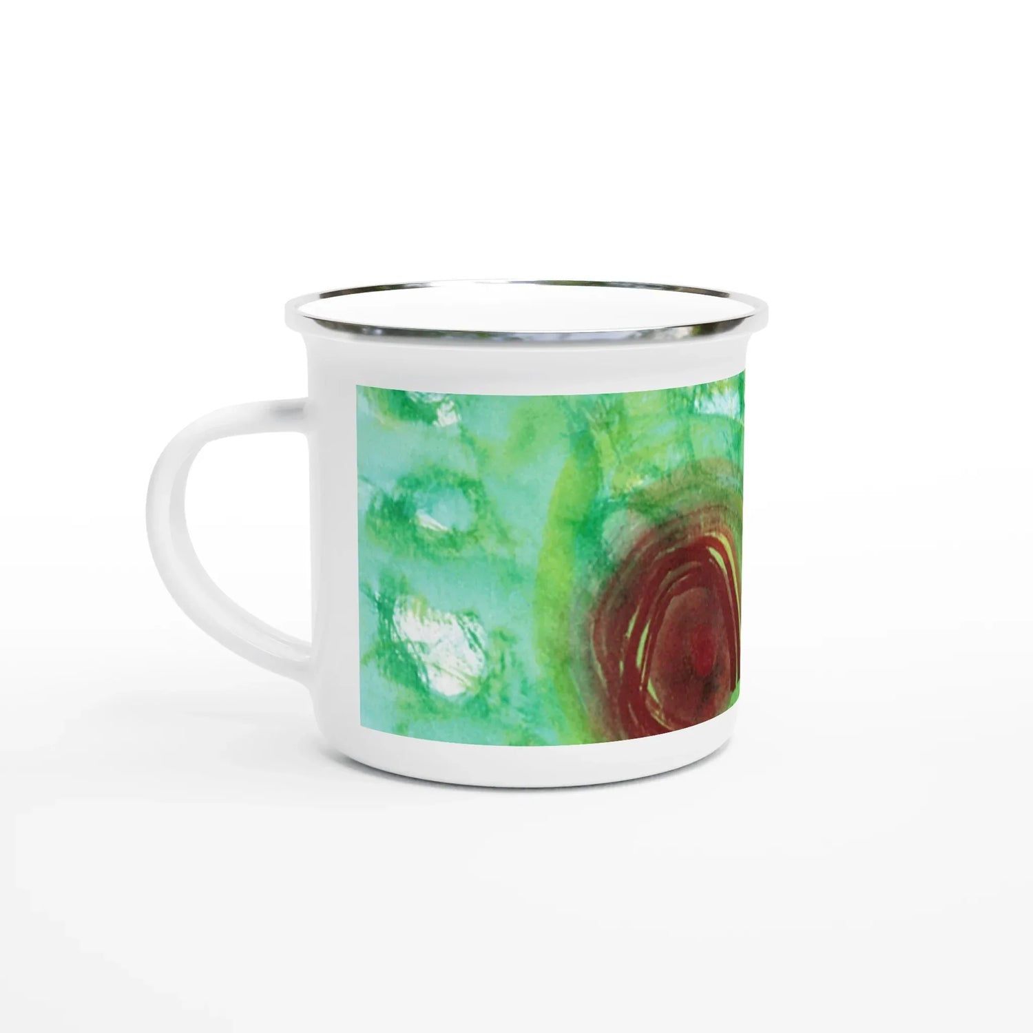 Mug en émail blanc 35 cl City Green Echo – Léger, vintage et résistant - Laure Leprince - Artiste Peintre