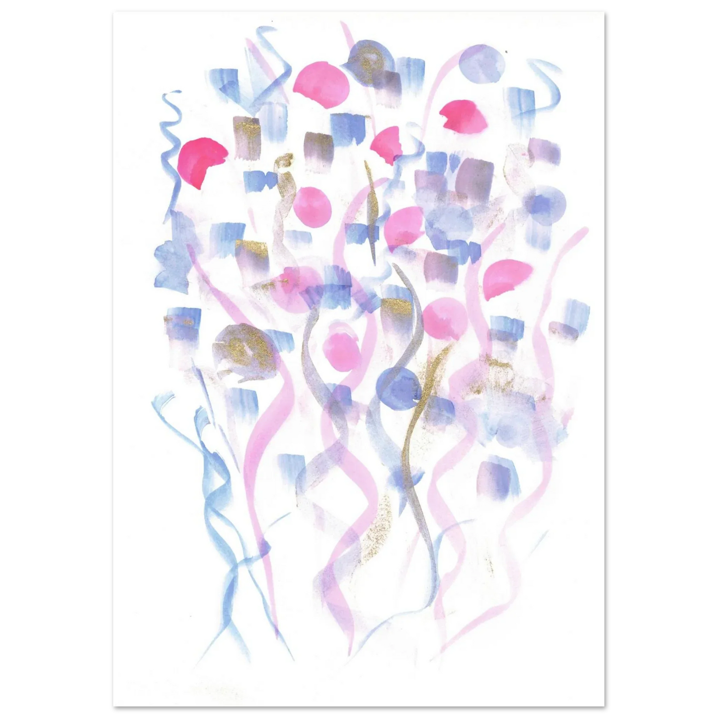 Abstract Watercolor Dreamscape Poster - Pastel Hues & Gold Flecks RDJ3-1 - Laure Leprince - Artiste Peintre