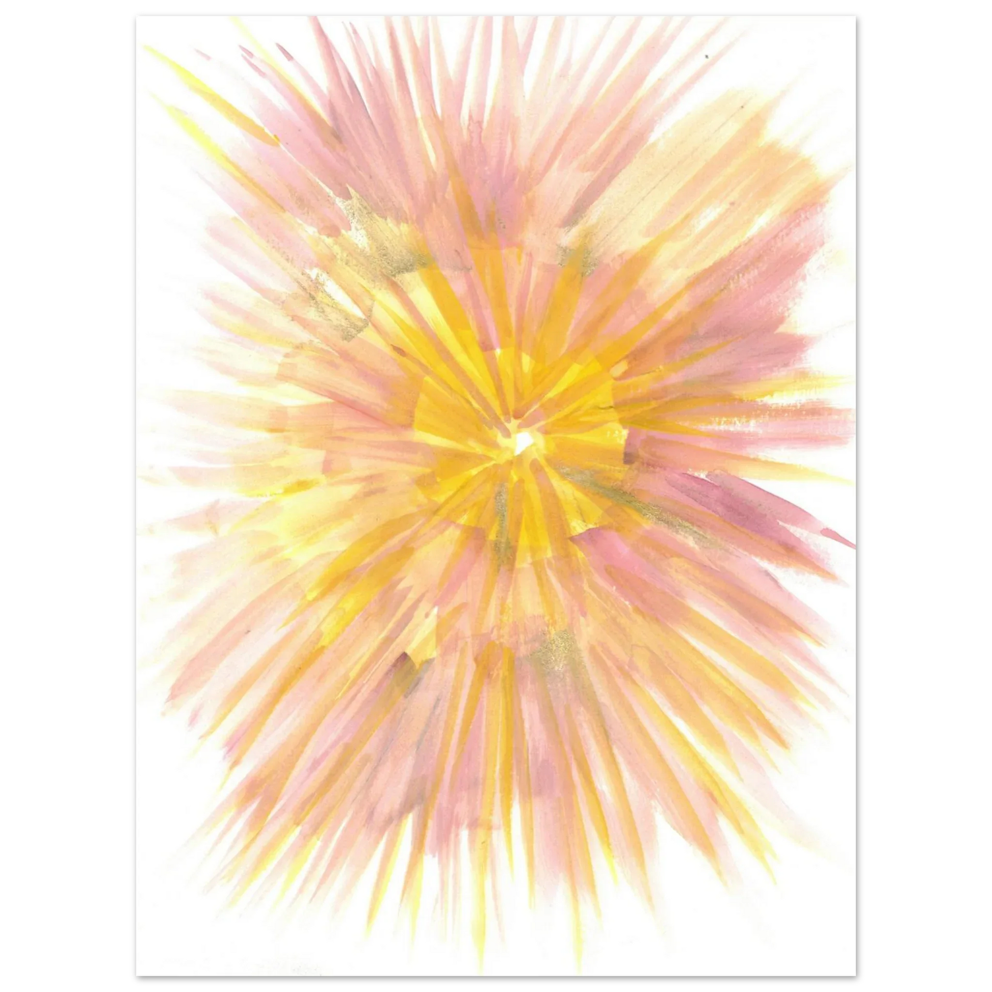 Abstract Sunrise Burst Art Print - Premium Matte Paper Poster with Dynamic Watercolor Design - Laure Leprince - Artiste Peintre