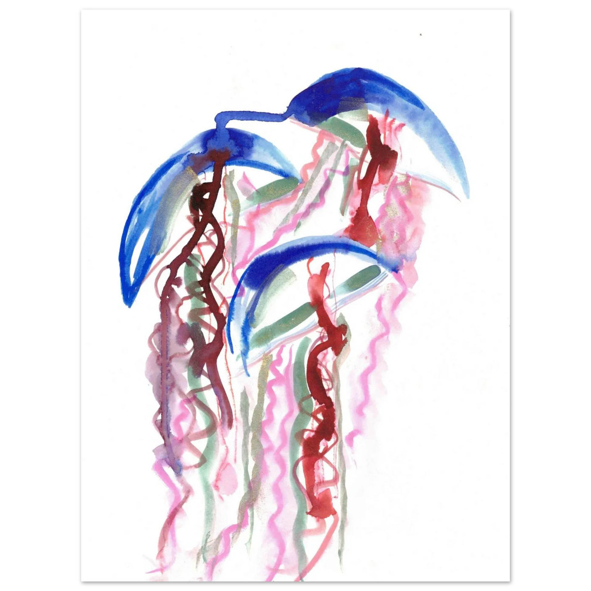 Abstract Jellyfish Dance Premium Matte Paper Poster - Dynamic Watercolor Art - Laure Leprince - Artiste Peintre