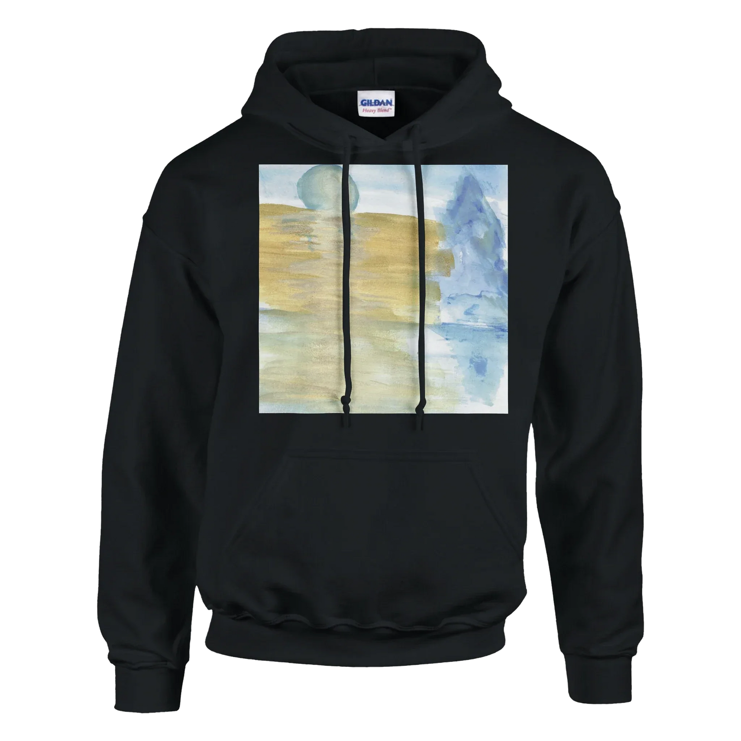 Sweat à capuche unisexe artistique Blue Horizon Gildan® 18500 White - Laure Leprince - Artiste Peintre