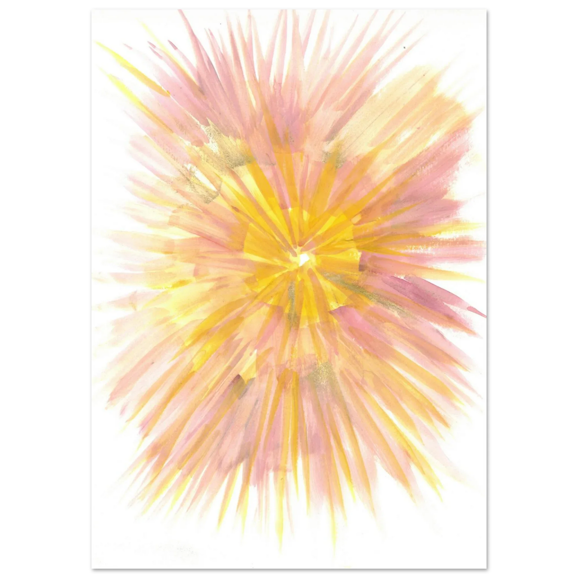 Abstract Sunrise Burst Art Print - Premium Matte Paper Poster with Dynamic Watercolor Design - Laure Leprince - Artiste Peintre