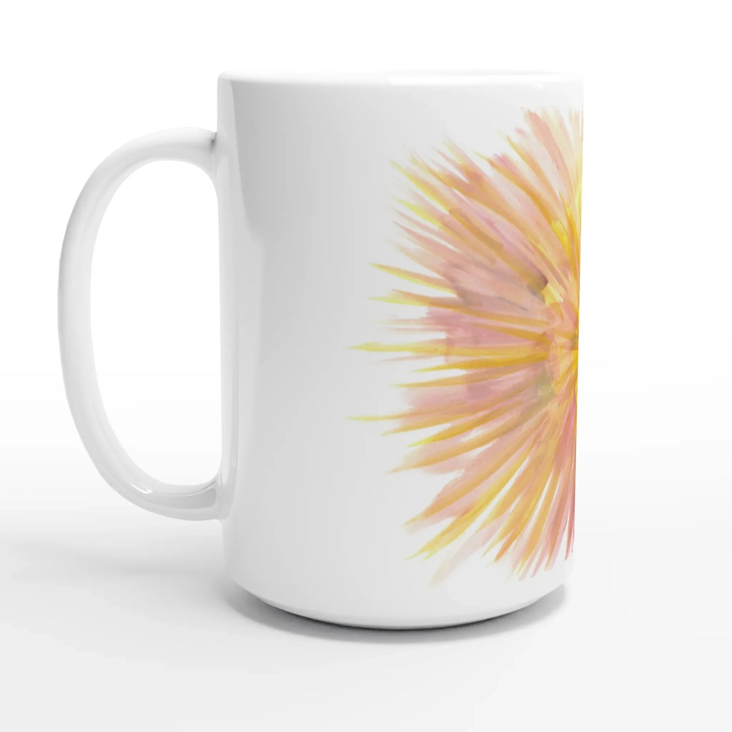 Mug en céramique blanche 44 cl Solar Bloom – Grand format, design et qualité durable - Laure Leprince - Artiste Peintre
