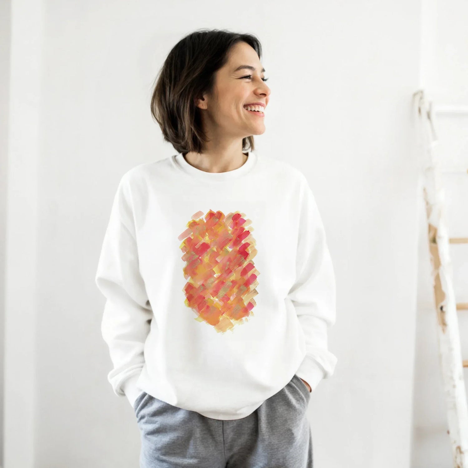 Sweatshirt Unisexe Classique Sunset Ember – Impression Artistique Multicolore - Laure Leprince - Artiste Peintre