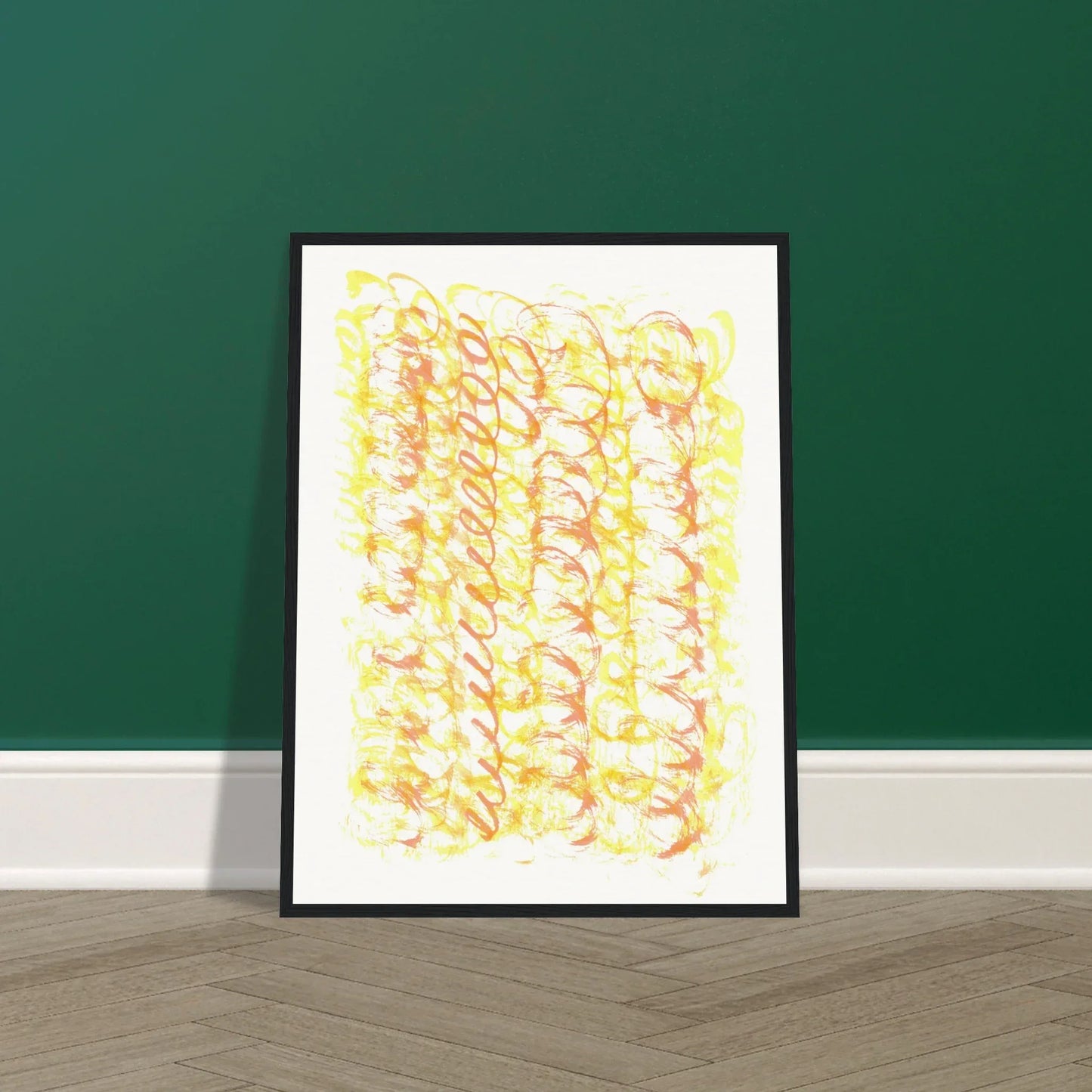Affiche Encadrée Museum-Quality Matte Paper Wooden Framed Yellow waves - Laure Leprince - Artiste Peintre