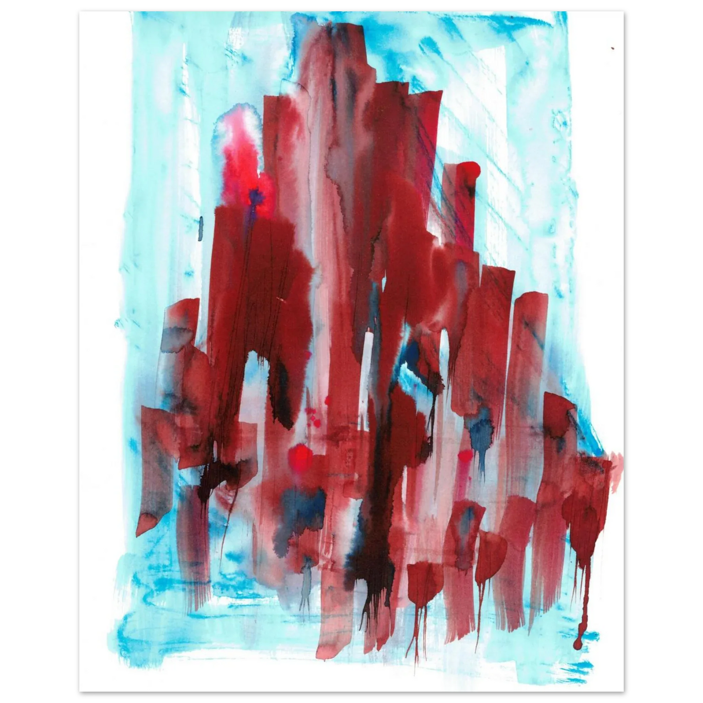 Abstract Cityscape Watercolor Art Print RDJ3-1 – Premium Matte Paper Poster in various sizes - Laure Leprince - Artiste Peintre