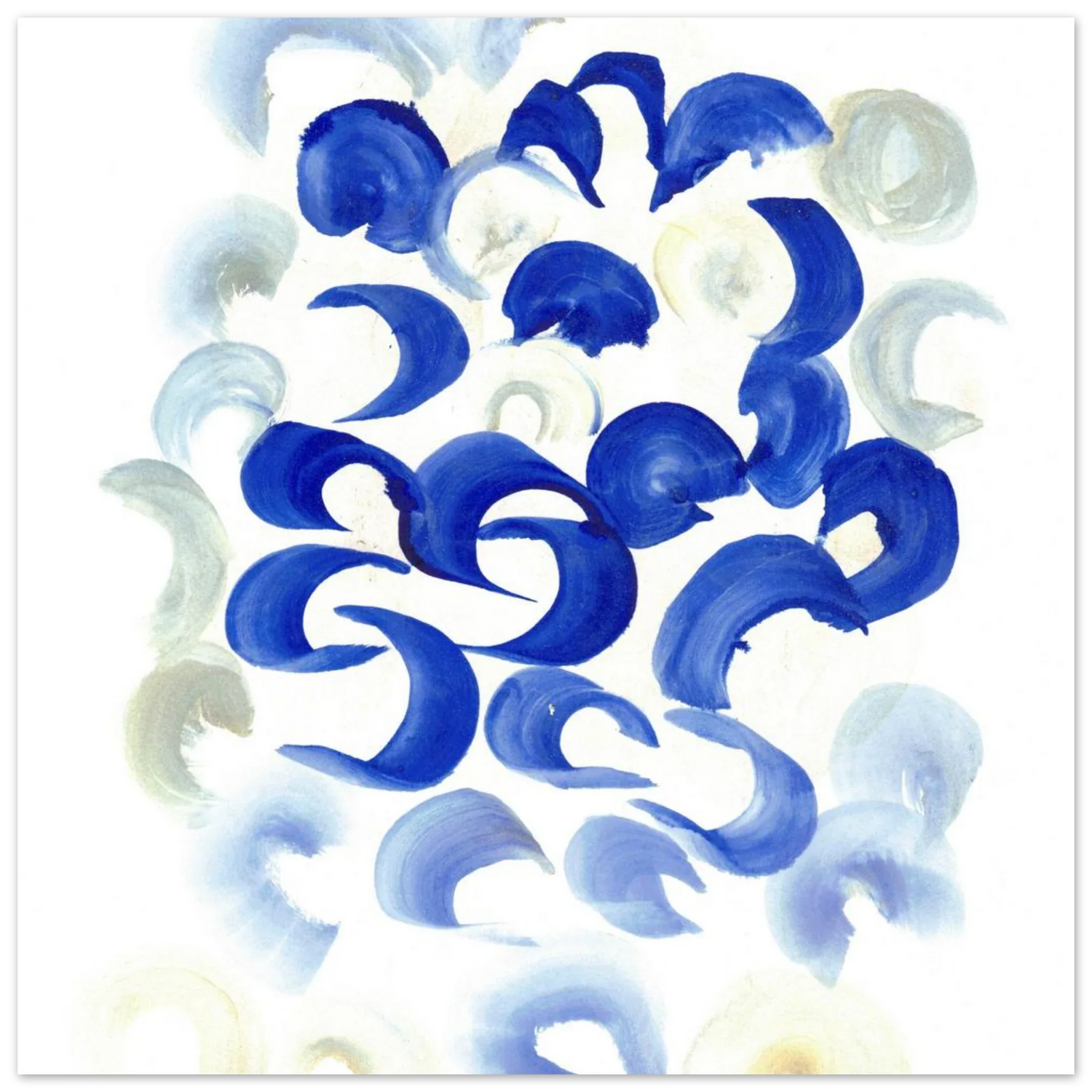 Abstract Swirls in Serene Blue & Beige Premium Matte Paper Poster - Laure Leprince - Artiste Peintre