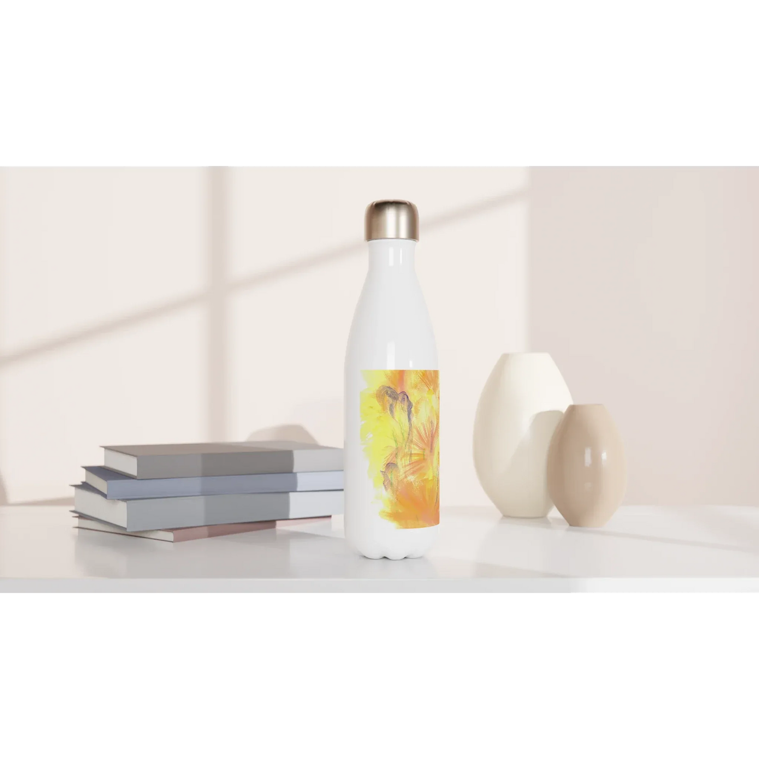 Bouteille isotherme en acier inoxydable 500 ml – Design artistique exclusif Sun Whisper - Laure Leprince - Artiste Peintre