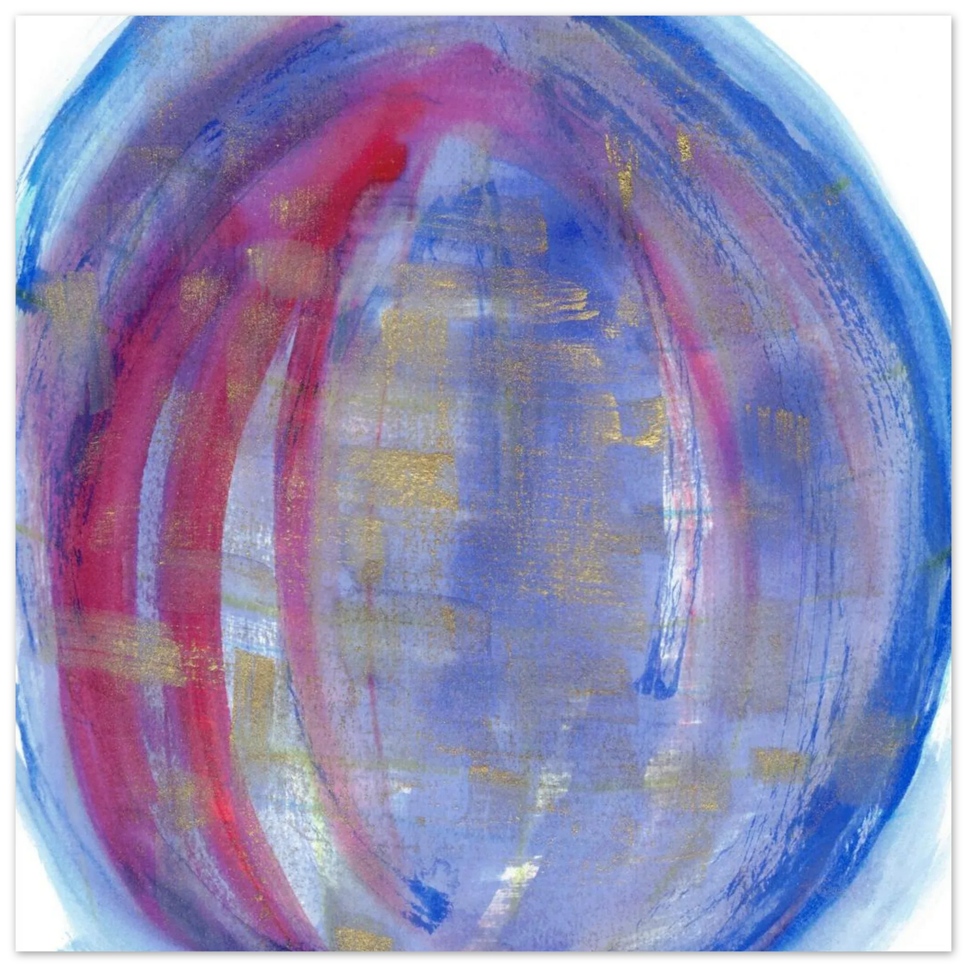 Cosmic Aura Abstract Watercolor Poster – Vibrant Blue, Magenta & Gold, Premium Matte Finish - Laure Leprince - Artiste Peintre
