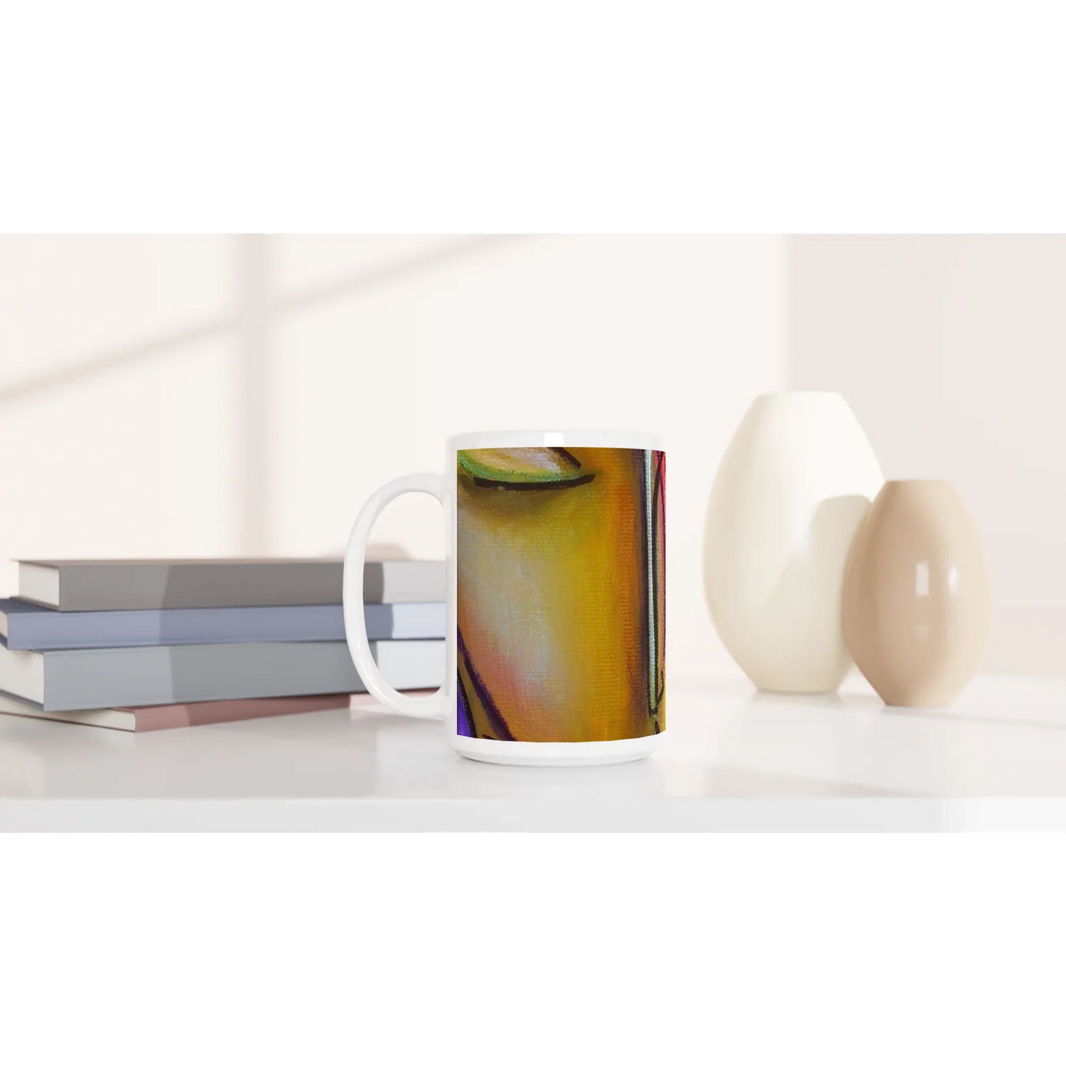 Mug en céramique blanche 44 cl trouncho#2 – Grand format, design et qualité durable - Laure Leprince - Artiste Peintre