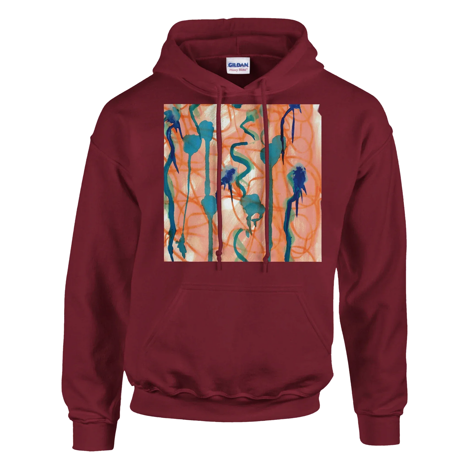 Sweat à capuche unisexe artistique Saphir Ambre| Gildan® 18500 White - Laure Leprince - Artiste Peintre