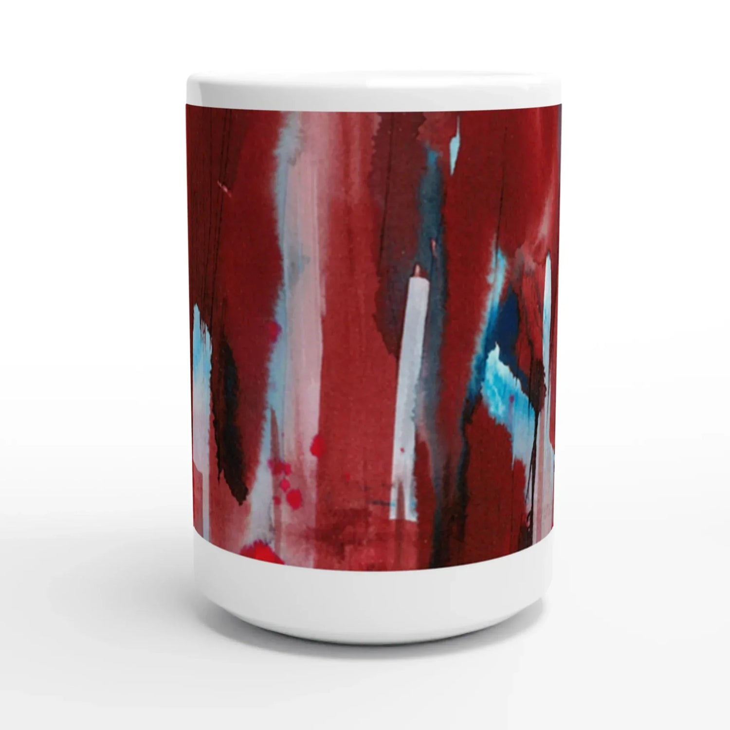 Mug en céramique blanche 44 cl Crimson Tower– Grand format, design et qualité durable - Laure Leprince - Artiste Peintre