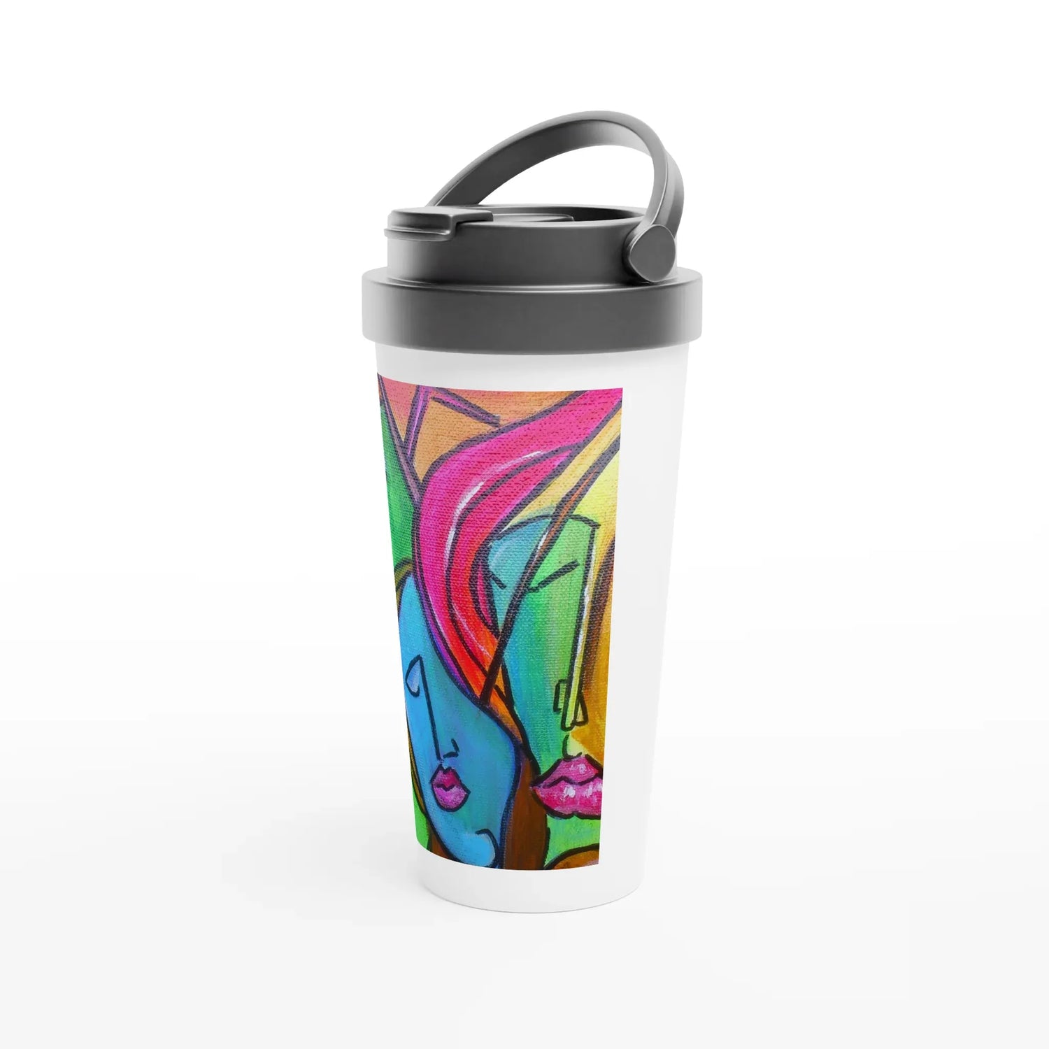 Mug de voyage blanc en acier inoxydable – 44 cl trouncho | Élégant, pratique et isotherme - Laure Leprince - Artiste Peintre