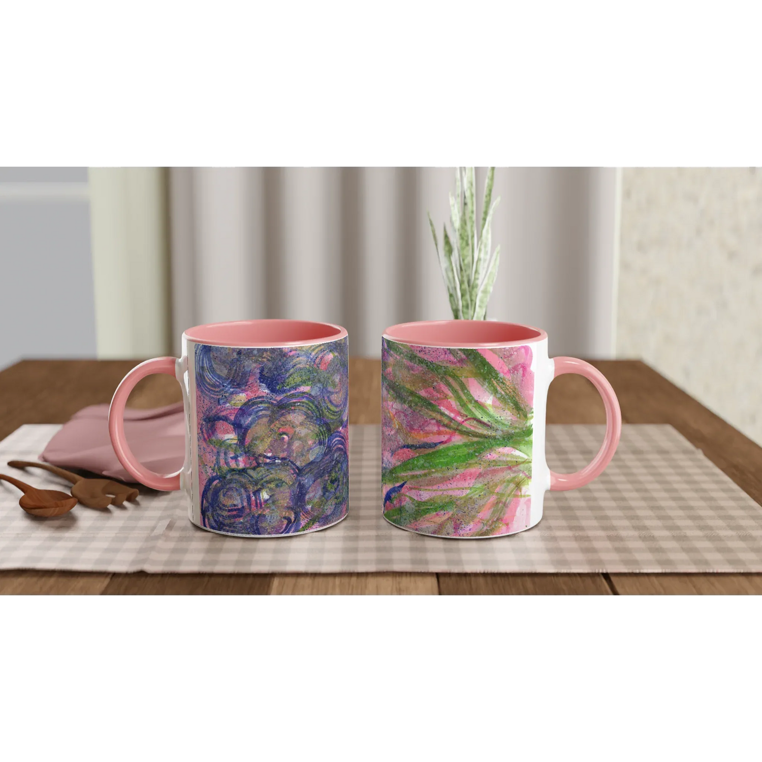 Mug 11oz - 325 ml - Ceramic Mug with Color Inside Bloom Vortex - Laure Leprince - Artiste Peintre