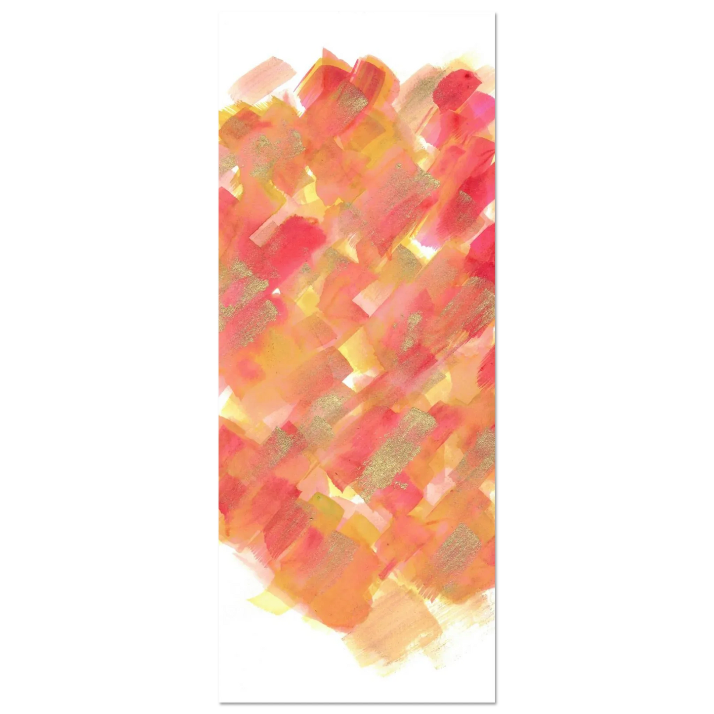 Abstract Golden Sunrise Watercolor Matte Poster - Warm Brushstrokes & Glimmering Accents - Laure Leprince - Artiste Peintre